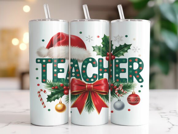 Cute Teacher Christmas Graphics for Tumbler Wraps