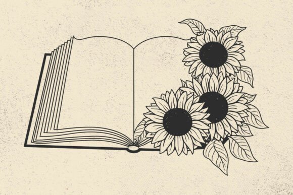 Flower Book with Sunflowers SVG for Crafts & Graphics