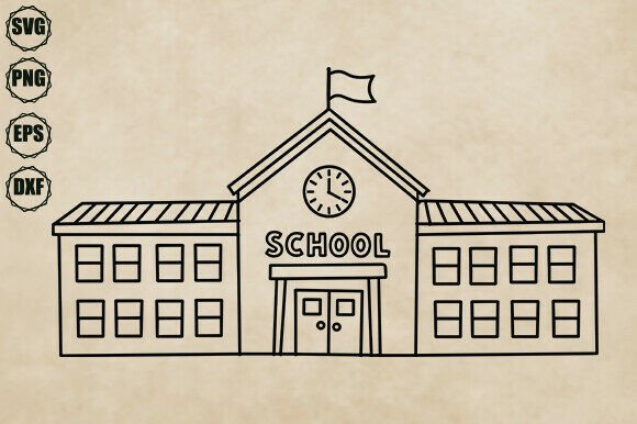 School Building Graphics for Crafts & SVGs
