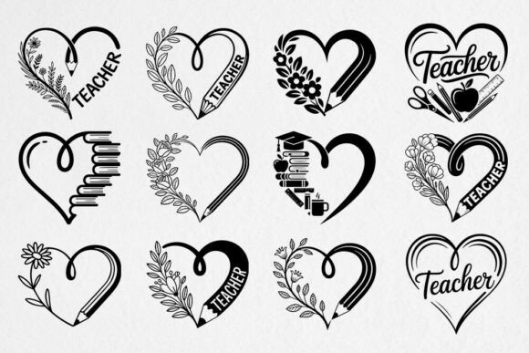 Teacher Heart SVG Bundle: Graphics for Crafts