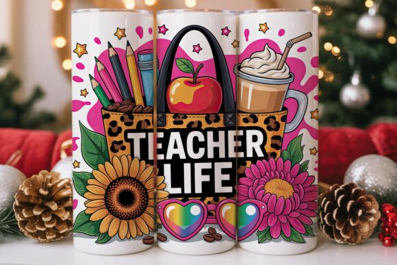 Teacher Life Leopard Graphics for Tumbler Wraps
