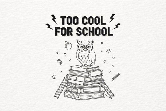 Too Cool for School SVG Owl Book Design: Graphics & Crafts